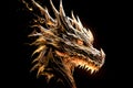 golden dragon emblem on black background. Generative AI, Generative, AI Royalty Free Stock Photo