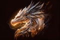 golden dragon emblem on black background. Generative AI, Generative, AI Royalty Free Stock Photo