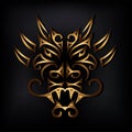 Golden dragon head on black background. Royalty Free Stock Photo
