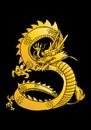 Golden dragon oriental mystical beast
