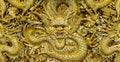 Golden dragon sculpture carving Royalty Free Stock Photo