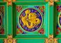 Golden dragon sculpture on ceiling at Chinese Temple, Bangkok, T Royalty Free Stock Photo