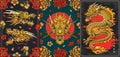 Golden dragon set poster colorful