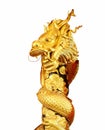 golden dragon statue. Chinese New Year Dragon Decoration on white background. Royalty Free Stock Photo