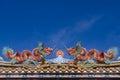 Chinese dragon on the temple roof. Royalty Free Stock Photo