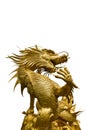 Golden dragon statue on white background Royalty Free Stock Photo