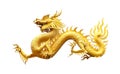 Golden dragon statue on white background Royalty Free Stock Photo