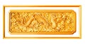 Golden dragon stucco decoration elements isolated with frame