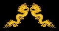 Golden dragon wooden. isolated on black background Royalty Free Stock Photo