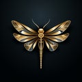 Golden Dragonfly on a black background. Logo