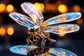 Golden Dragonfly, Jewelry Insect, Brooch in Form of a Dragonfly in Luxury Jewellery Shop, Insect Bijouterie