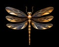 golden dragonfly stripes on a black background.