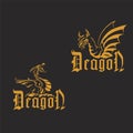 Golden dragons on a black background