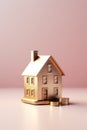 Golden Dreams: Miniature House on a Pile of Gold Coins AI Generated Royalty Free Stock Photo