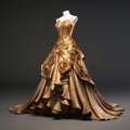 Golden Dress: Hyper Realistic 3d Model Image Of Luxurious Elegance