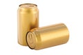 Golden drink metallic cans, 3D rendering