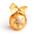 Golden dull christmas ball on white background