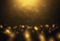 Golden dust abstract background with bokehs for christmas Royalty Free Stock Photo