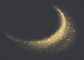 Golden dust cloud with sparkles isolated on transparent background. Stardust sparkling background.