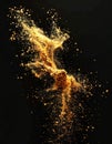 Golden Dust Exploding in Dark Background Creating Abstract Cloud Formation Royalty Free Stock Photo