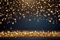 Golden dust. Glowing bokeh confetti, Flying bright stars
