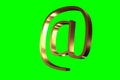 Golden e-mail symbol isolated on green background Royalty Free Stock Photo