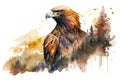 The golden eagle bird of prey, watercolor illustration generated by AI Royalty Free Stock Photo