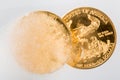 Golden Eagle coin emerging from deep freeze