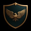 Golden eagle emblem on a dark green shield Royalty Free Stock Photo