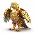 Golden Eagle Parrot: A Sci-fi Baroque Fusion Of Future Tech And Vivid Birdlife