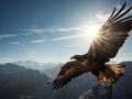 Golden Eagle\'s Ascent: Majesty in the Mountain Skies