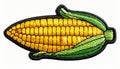 Golden Ear of Corn Isolated on White Background Embroidery Patch Close Up Royalty Free Stock Photo