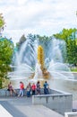 The Golden ear fountain is one of the three main fountains of VDNH. Located in the center of the upper pond in Moscow