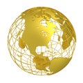 Golden Earth planet 3D Globe isolated Royalty Free Stock Photo