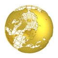 Golden Earth planet 3D Globe isolated Royalty Free Stock Photo