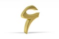 Golden East Arabic Number - three dimensional East Arabic Number on white background