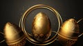 Golden easter egg. Abstract background with eggs and ornamental elements in modern style. Royalty Free Stock Photo