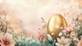 Golden easter egg amidst spring blossoms Happy Easter Royalty Free Stock Photo