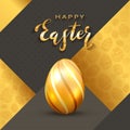 Golden Easter Egg on Black and Gold Background Royalty Free Stock Photo