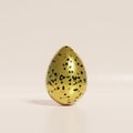 Golden Easter egg with black terrazzo pattern on beige background, spring April holidays card, 3d illustration render Royalty Free Stock Photo
