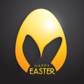 Golden Easter Egg with Bunny Ears. Royalty Free Stock Photo