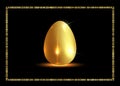 Golden easter egg and gold frame for Easter holidays. Vector isolated on black background Royalty Free Stock Photo