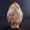 Golden Easter Egg Isolated, Luxury Jewelry, Abstract Faberge Imitation, Generative AI Illustration