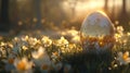 Golden Easter Egg Rests Amongst Spring Daffodils Royalty Free Stock Photo