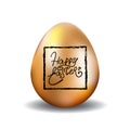 Golden easter egg whith back lettering metallic