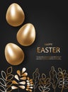 Golden Easter eggs  illustration Royalty Free Stock Photo