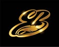 Golden EB Monogram Logo with feather Royalty Free Stock Photo