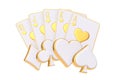 Golden-Edged Royal Flush Hearts on White Royalty Free Stock Photo