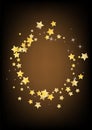 Golden Effect Stars Vector Brown Background. Royalty Free Stock Photo