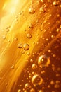 Golden Effervescence: Macro View of Bubbles in Liquid. Generative ai Royalty Free Stock Photo